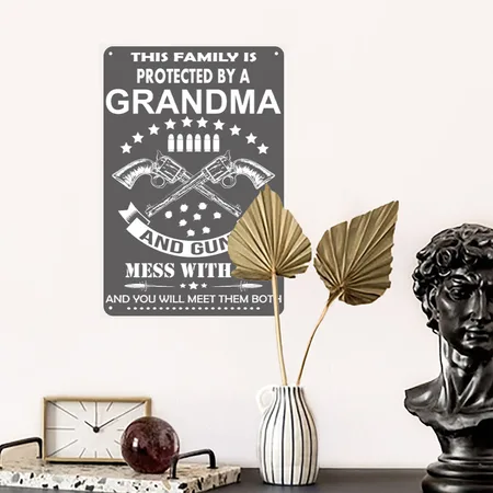 GRANDMA Charcoal Grey Metal Poster Wall Art Decor Sign