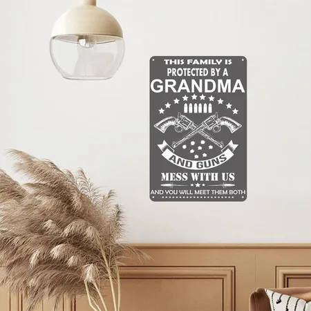 GRANDMA Charcoal Grey Metal Poster Wall Art Decor Sign