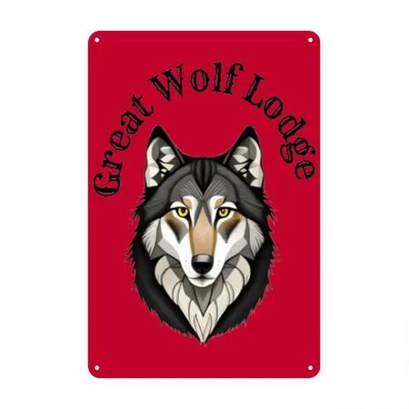 Great Wolf Lodge Red Metal Poster Wall Art Decor Sign