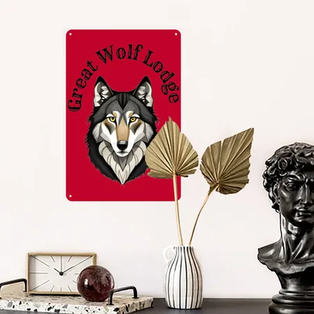 Great Wolf Lodge Red Metal Poster Wall Art Decor Sign