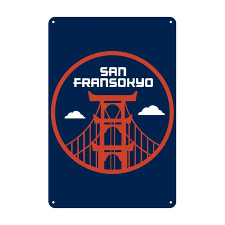 Greeting San Fransokyo Navy Metal Poster Wall Art Decor Sign