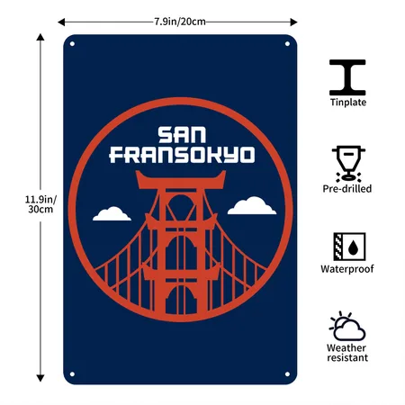 Greeting San Fransokyo Navy Metal Poster Wall Art Decor Sign