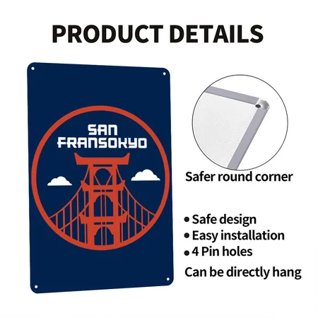 Greeting San Fransokyo Navy Metal Poster Wall Art Decor Sign