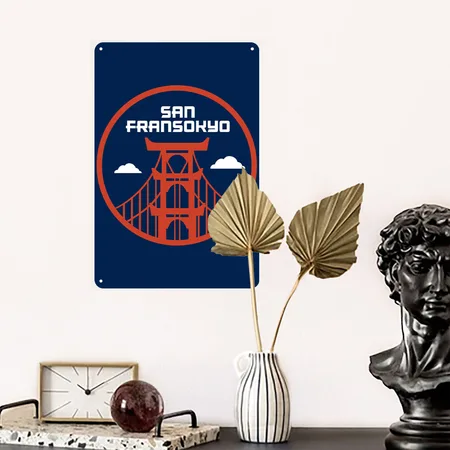 Greeting San Fransokyo Navy Metal Poster Wall Art Decor Sign