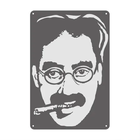 Groucho Marx Charcoal Grey Metal Poster Wall Art Decor Sign