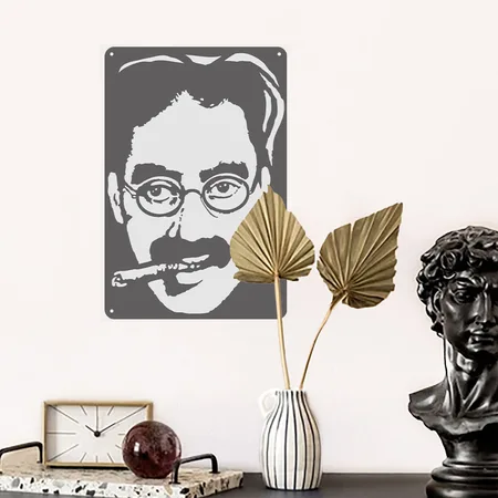 Groucho Marx Charcoal Grey Metal Poster Wall Art Decor Sign