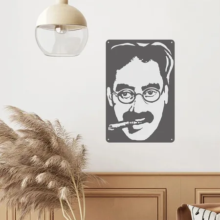Groucho Marx Charcoal Grey Metal Poster Wall Art Decor Sign
