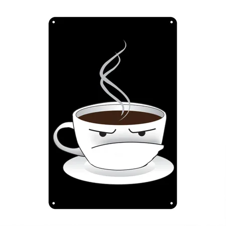 Grouchy Johns Coffee Cup Logo Black Metal Poster Wall Art Decor Sign