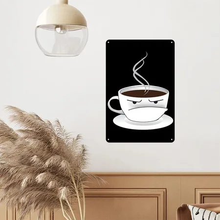 Grouchy Johns Coffee Cup Logo Black Metal Poster Wall Art Decor Sign