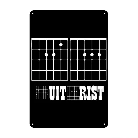Guitar Black Metal Poster Wall Art Decor Sign