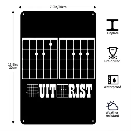 Guitar Black Metal Poster Wall Art Decor Sign