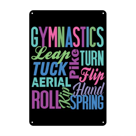Gymnastics Gymnast Gymnastic Coach N Black Metal Poster Wall Art Decor Sign