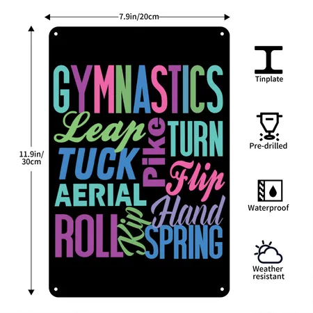 Gymnastics Gymnast Gymnastic Coach N Black Metal Poster Wall Art Decor Sign