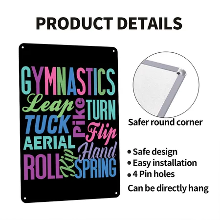 Gymnastics Gymnast Gymnastic Coach N Black Metal Poster Wall Art Decor Sign