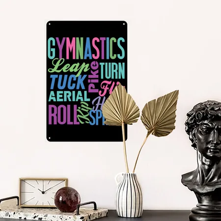 Gymnastics Gymnast Gymnastic Coach N Black Metal Poster Wall Art Decor Sign