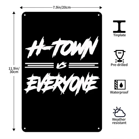 H Town Vs Everyone Black Metal Poster Wall Art Decor Sign