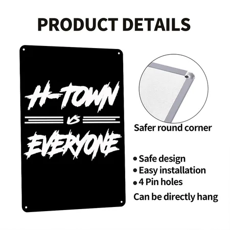 H Town Vs Everyone Black Metal Poster Wall Art Decor Sign