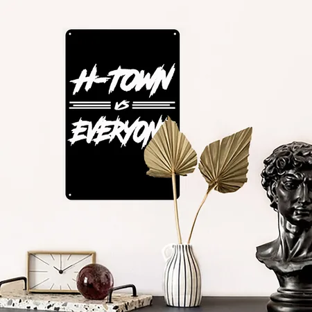 H Town Vs Everyone Black Metal Poster Wall Art Decor Sign