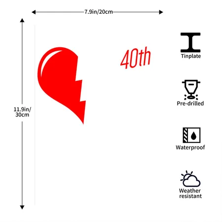 HAPPY 40TH VALENTINES BIRTHDAY White Metal Poster Wall Art Decor Sign