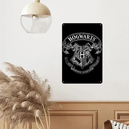 Harry Potter Coat Of Arms Of Hogwarts Black Metal Poster Wall Art Decor Sign