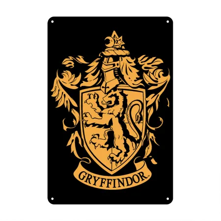 Harry Potter Gryffindor Coat Of Arms Black Metal Poster Wall Art Decor Sign
