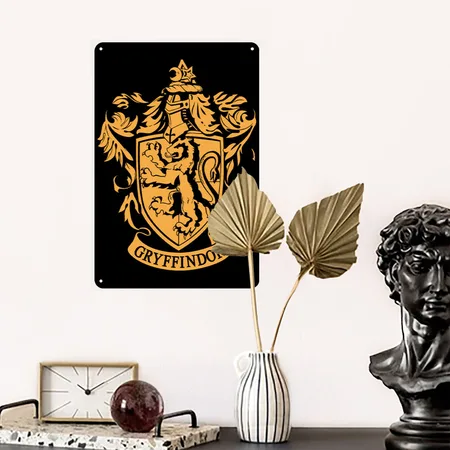 Harry Potter Gryffindor Coat Of Arms Black Metal Poster Wall Art Decor Sign