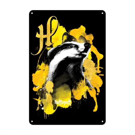 Harry Potter Hufflepuff Badger Black Metal Poster Wall Art Decor Sign