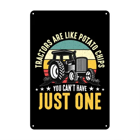 Harvester Tractors Are Like Potato Chips Farming Black Metal Poster Wall Art Decor Sign