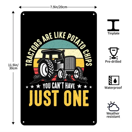 Harvester Tractors Are Like Potato Chips Farming Black Metal Poster Wall Art Decor Sign