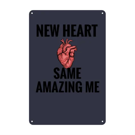 Heart Transplant Gifts | Heart Transplant Survivor Navy/heather Gray Metal Poster Wall Art Decor Sign