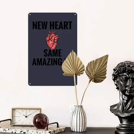 Heart Transplant Gifts | Heart Transplant Survivor Navy/heather Gray Metal Poster Wall Art Decor Sign