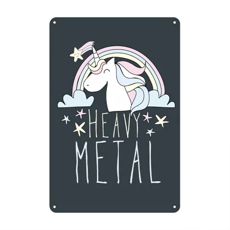 Heavy Metal Unicorn Mineral Navy Metal Poster Wall Art Decor Sign