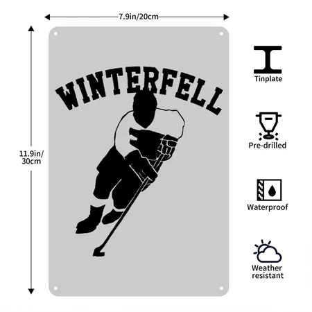 Hockey Heather Gray Metal Poster Wall Art Decor Sign