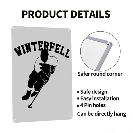 Hockey Heather Gray Metal Poster Wall Art Decor Sign