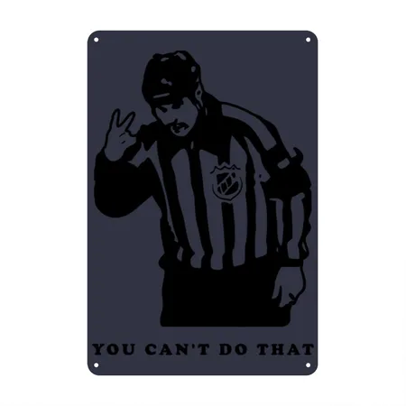 Hockey Referee Navy/heather Gray Metal Poster Wall Art Decor Sign