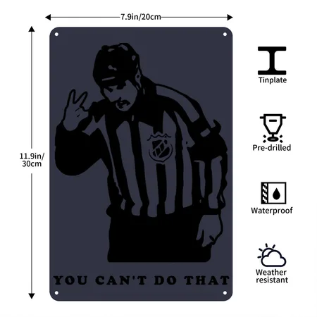 Hockey Referee Navy/heather Gray Metal Poster Wall Art Decor Sign