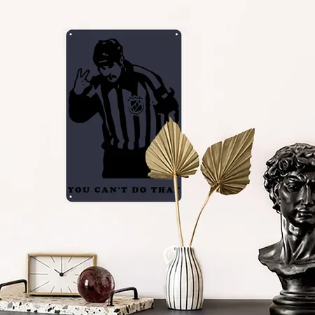 Hockey Referee Navy/heather Gray Metal Poster Wall Art Decor Sign