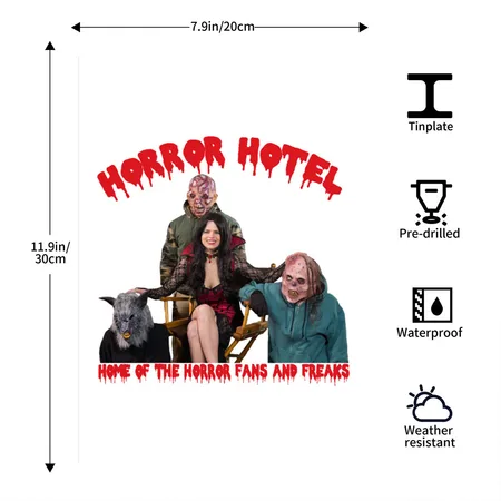 Horror Hotel Group White Matte Metal Poster Wall Art Decor Sign