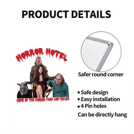 Horror Hotel Group White Matte Metal Poster Wall Art Decor Sign
