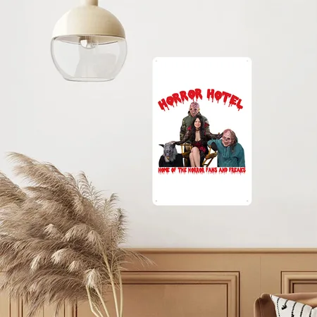 Horror Hotel Group White Matte Metal Poster Wall Art Decor Sign