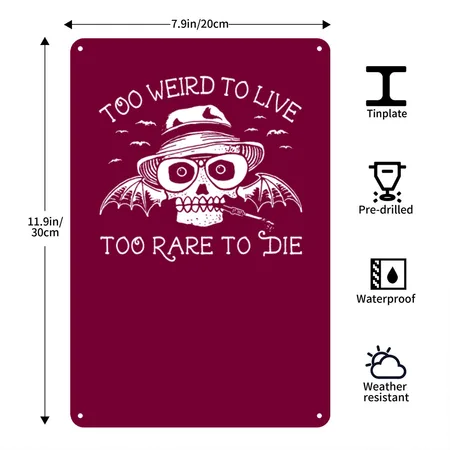 Hunter S Thompson Fear And Loathing In Las Vegas Burgundy Metal Poster Wall Art Decor Sign
