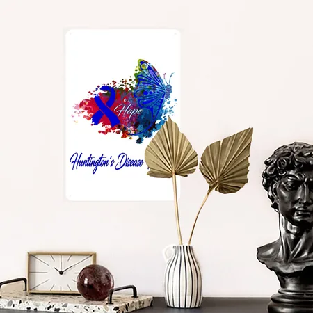 Huntington's Disease Awareness White Metal Poster Wall Art Decor Sign