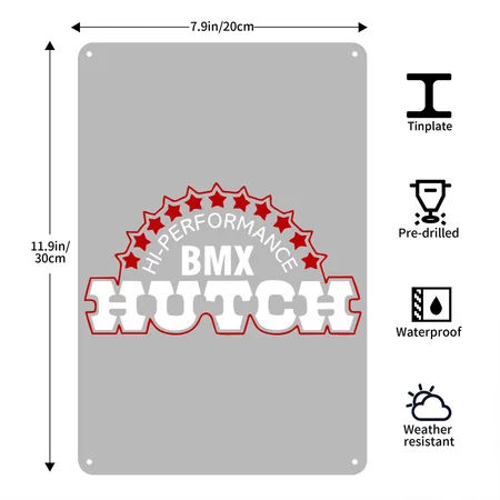 Hutch Bmx Silver Metal Poster Wall Art Decor Sign