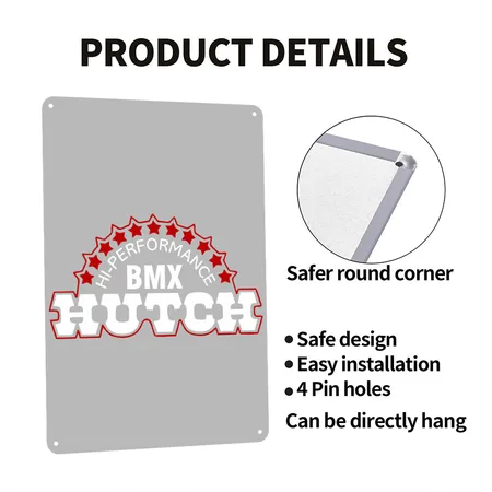 Hutch Bmx Silver Metal Poster Wall Art Decor Sign