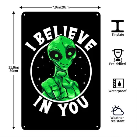 I Believe In You Black/white Metal Poster Wall Art Decor Sign