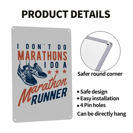I Don't Do Marathons I Do A Marathon Runner Heather Grey Metal Poster Wall Art Decor Sign