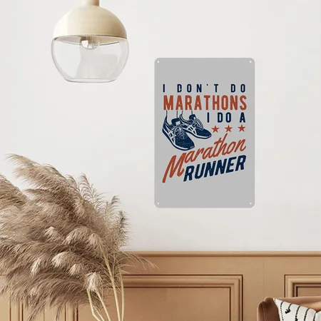 I Don't Do Marathons I Do A Marathon Runner Heather Grey Metal Poster Wall Art Decor Sign