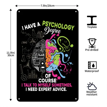 I Have A Psychology Degree Black Metal Poster Wall Art Decor Sign