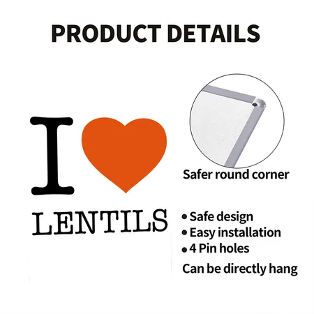 I LOVE LENTILS White/black Metal Poster Wall Art Decor Sign