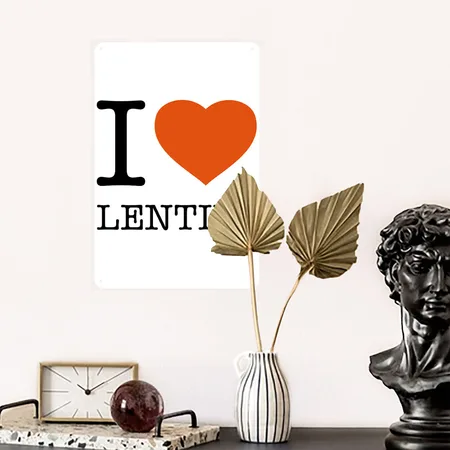I LOVE LENTILS White/black Metal Poster Wall Art Decor Sign
